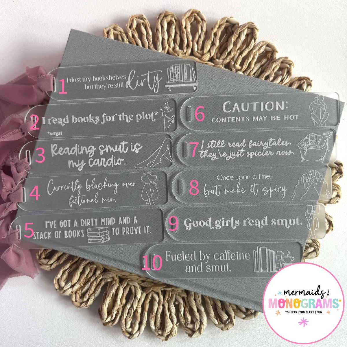 Laser Engraved Acrylic Bookmarks – Smut Reader Edition