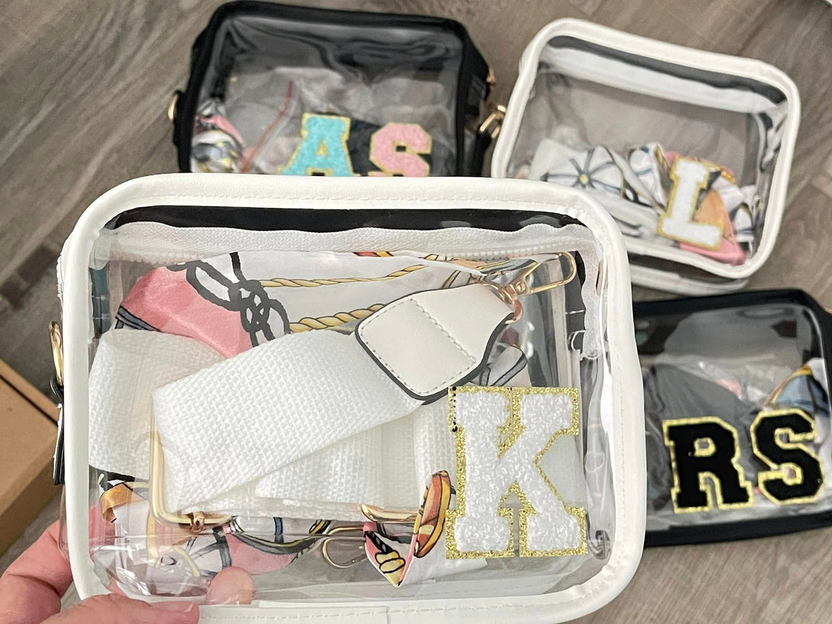 Personalized Clear Stadium Bag with Custom Chenille Patch