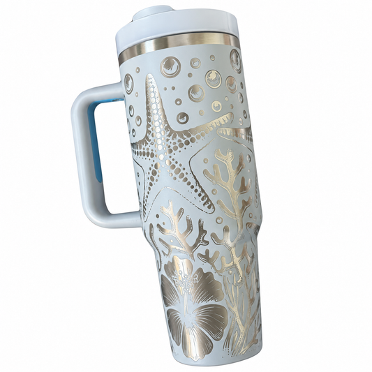 Starfish & Sea Life 40oz Laser Engraved Tumbler