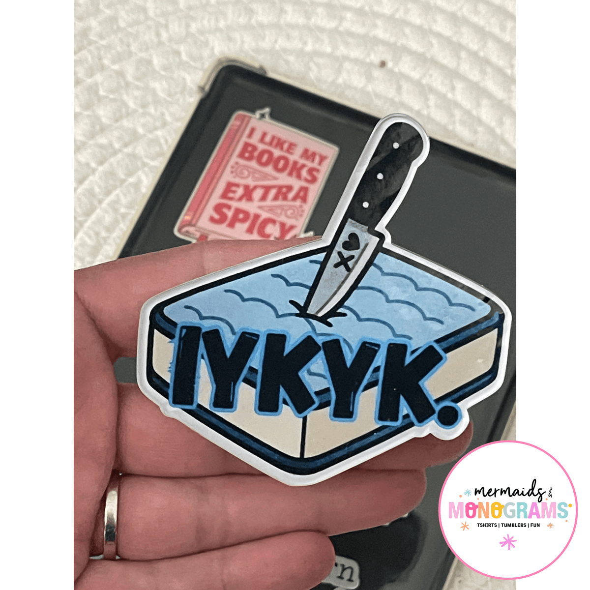 Bookish phone pop grip for Kindle or phone featuring spicy reader design