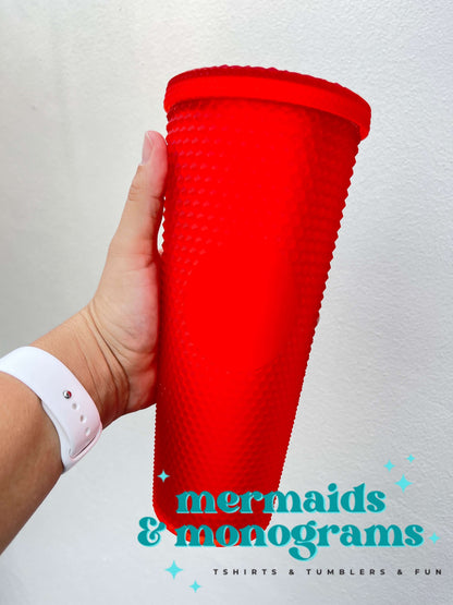 Personalized 24oz Studded Tumbler – Custom Monogram Cup with Straw | Stylish Textured Acrylic Tumbler